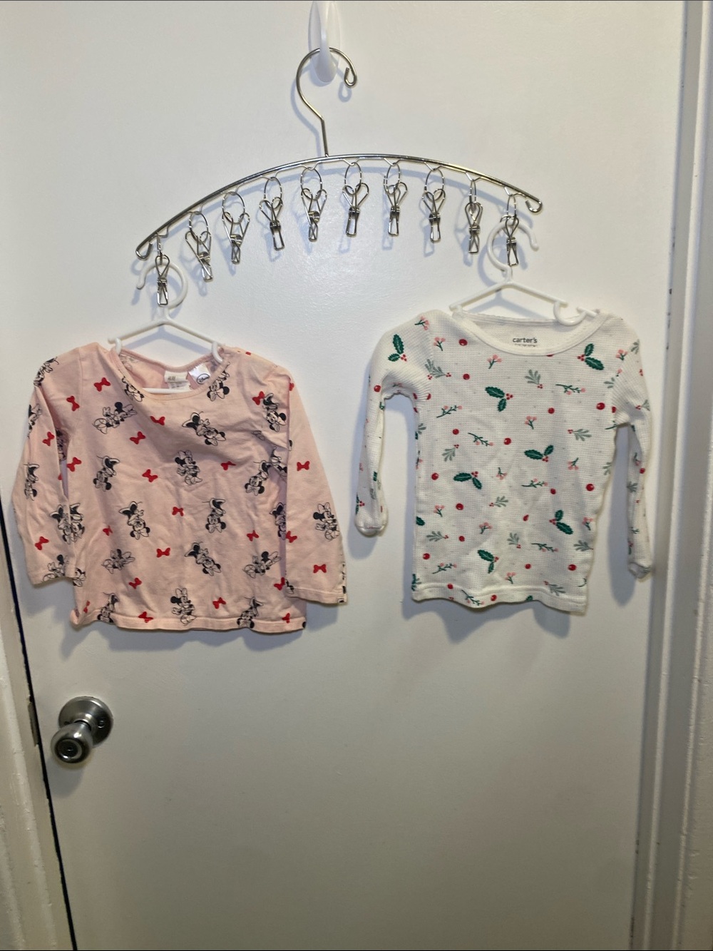 Disney Pink Minnie Mouse Print Long Sleeve Top& Carter flower white Long Sleeve